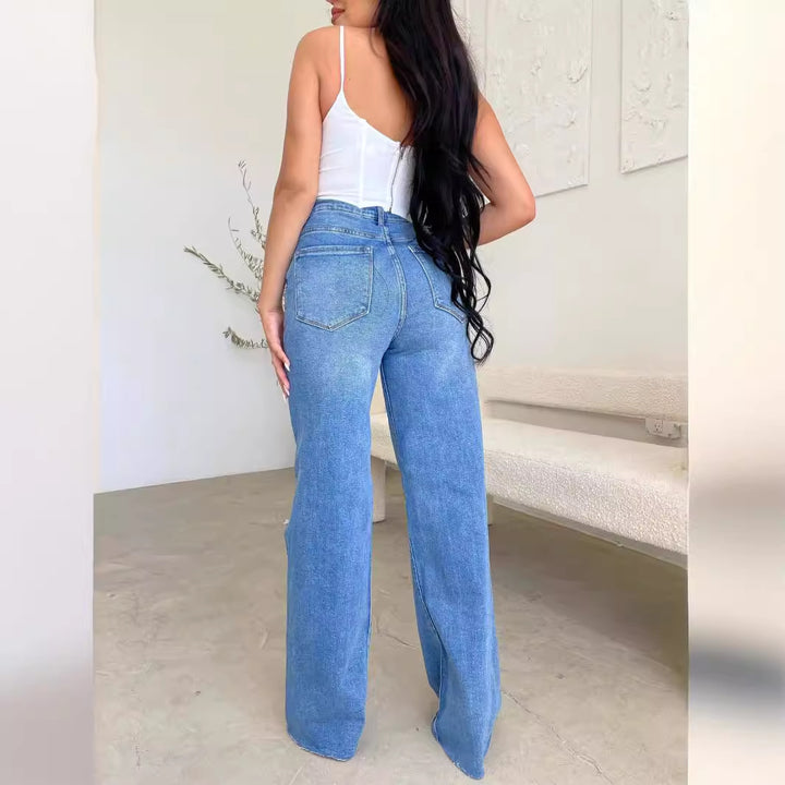 Women Vintage Loose Jeans in Distressed Style with High Waist Chic & Stylish