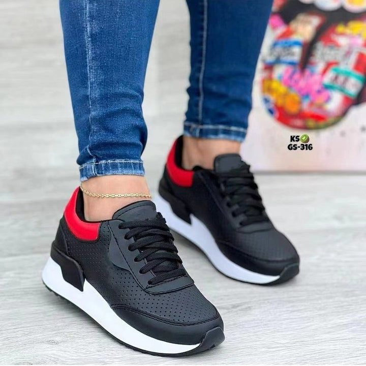Lace-up perforated sporty sneakers for women Lune London
