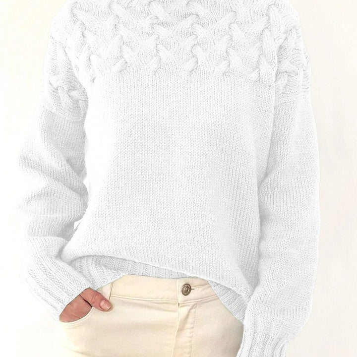Knit sweater for women with high collar and trendy twisted pattern Lune London