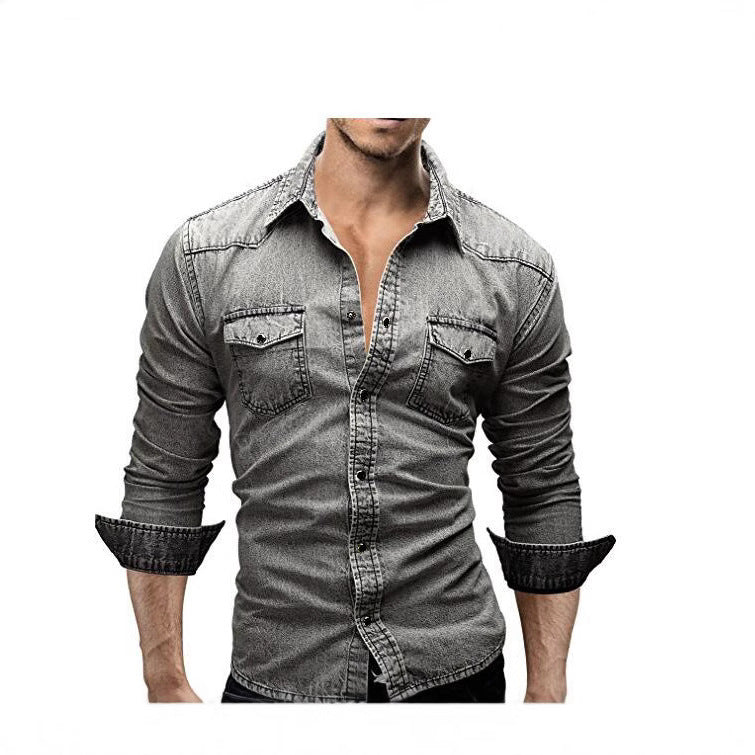 Men's denim shirt with stylish flap pockets and a fashionable slim fit Lune London