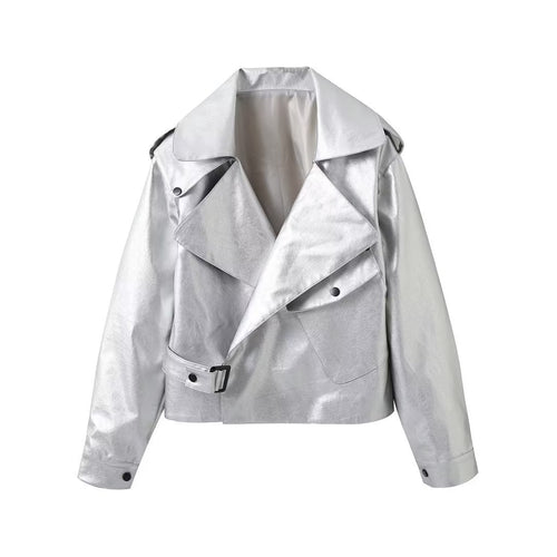 Fashion biker jacket for women with shiny finish Lune London
