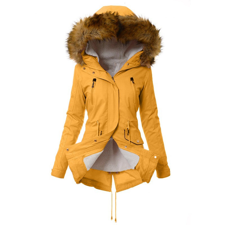 Ladies winter parka with removable faux fur collar Lune London