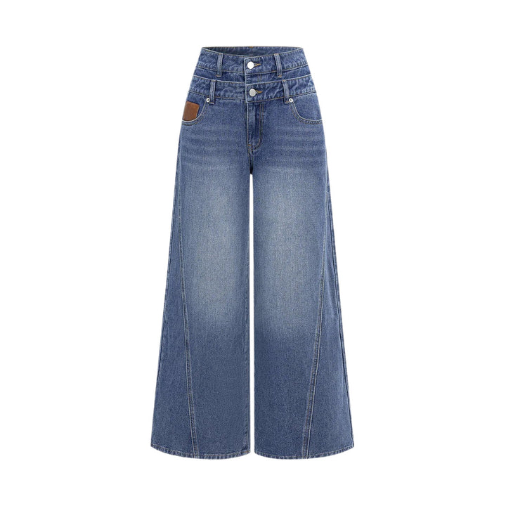 Ladies fashionable high-waist jeans with wide leg Lune London