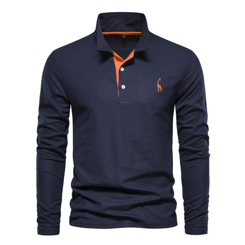 Men's Long Sleeve Polo Shirt with Modern Collar and Breathable Cotton Quality Lune London