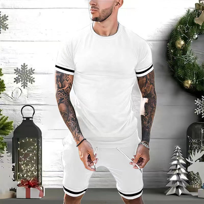 Men's Sporty Comfort Fit Round Neck T-shirt and Shorts Chic Set