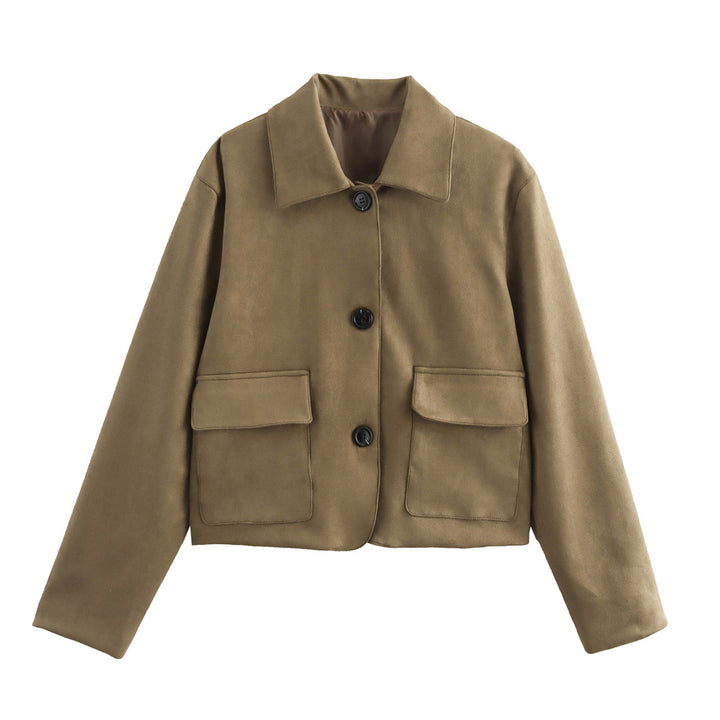 Short women's jacket made of soft material with practical pockets Lune London