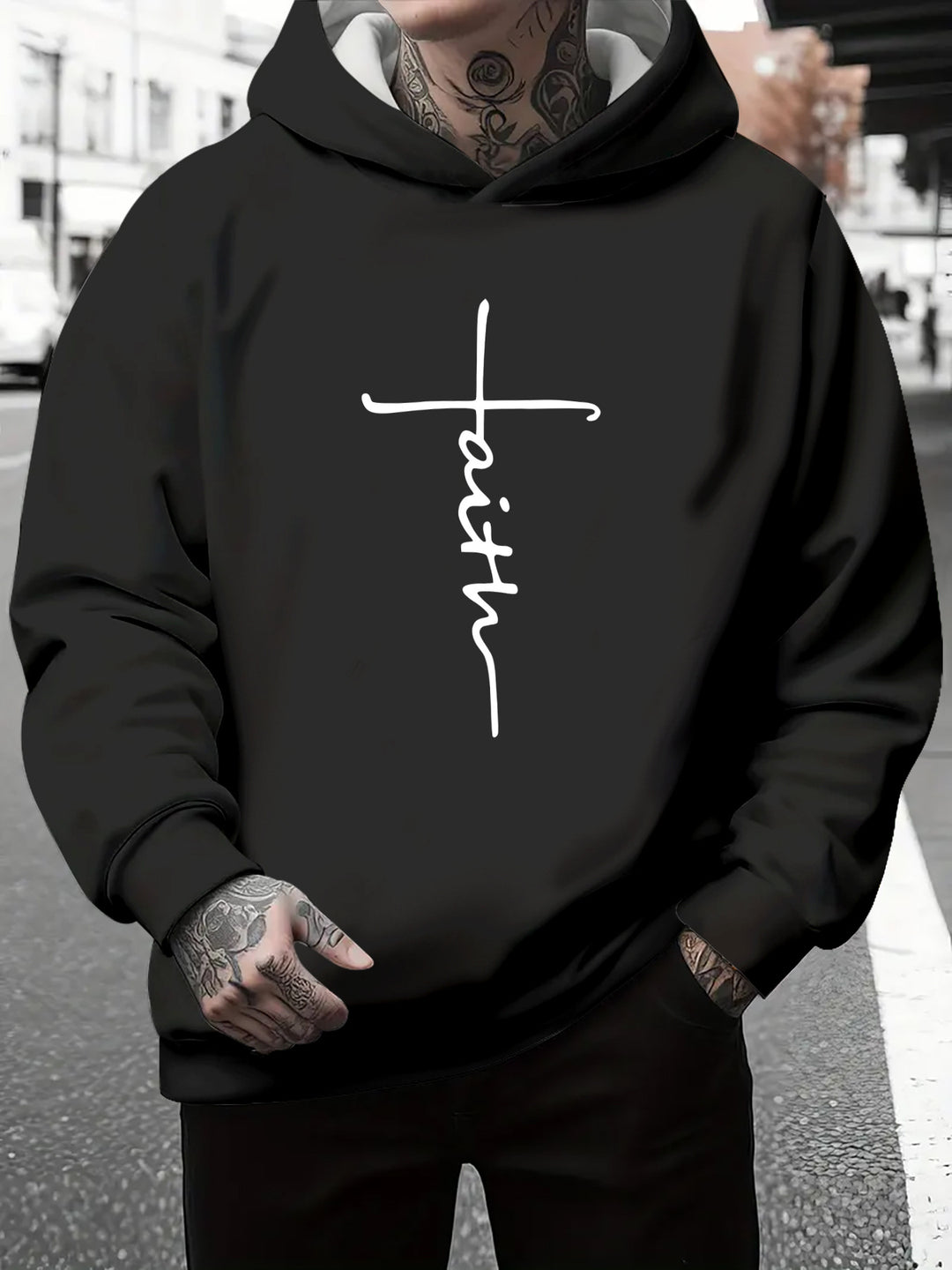 Men's hoodie with a subtle gradient of colors and an inspiring inscription Lune London