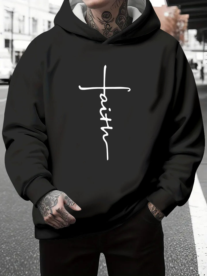 Men's hoodie with a subtle gradient of colors and an inspiring inscription Lune London