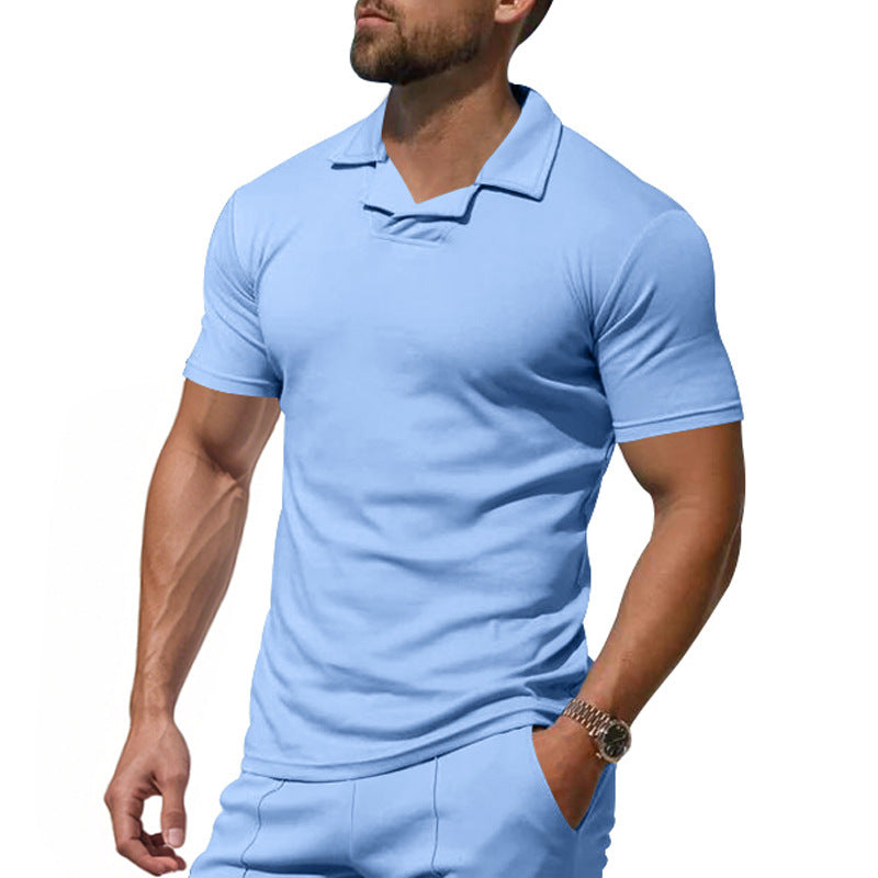 Men's Short Sporty Polo with Stylish Reversed Collar Lune London