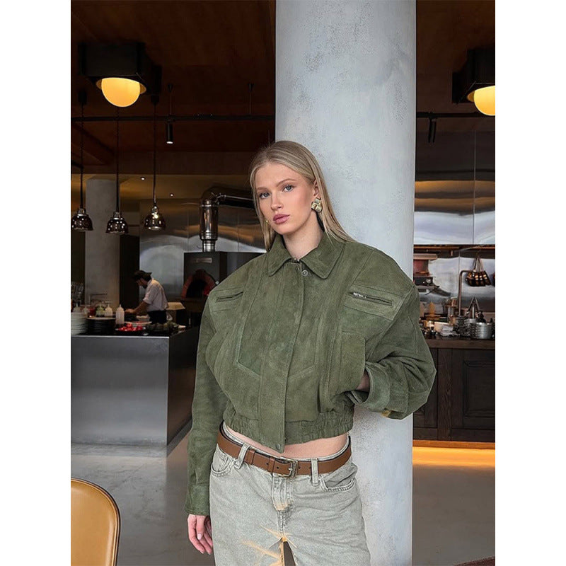Ladies Cropped Suede Jacket Lune London