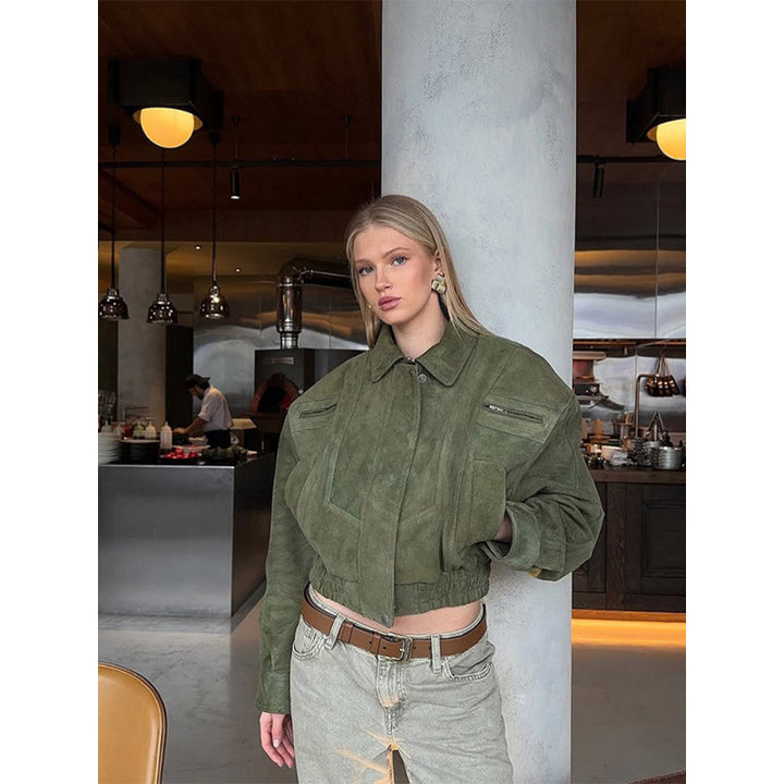 Ladies Cropped Suede Jacket Lune London