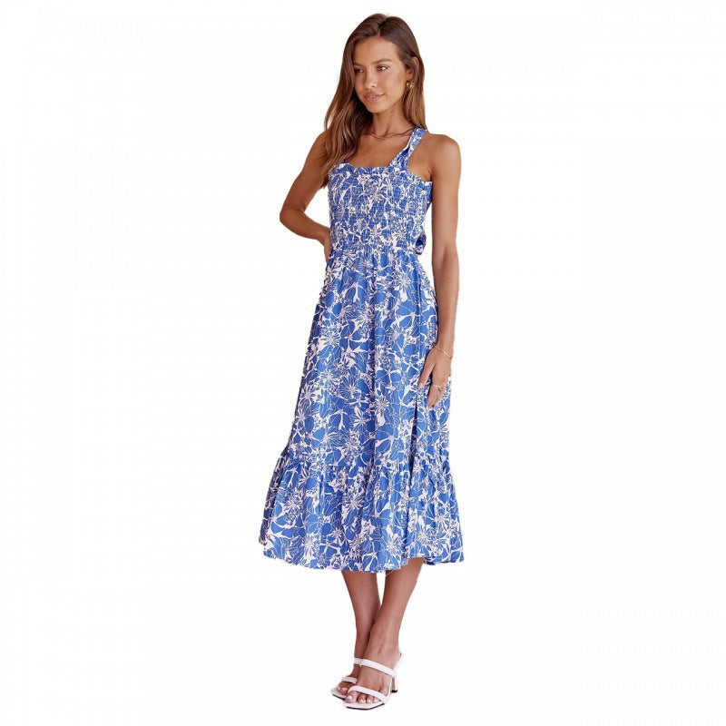 Robe maxi pour femmes avec un design floral romantique et un cordon de taille élastique Chic & Stil