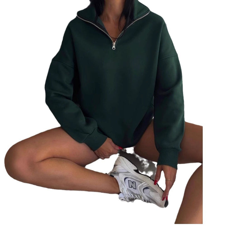 Women's sweatshirt with high collar and zipper Lune London