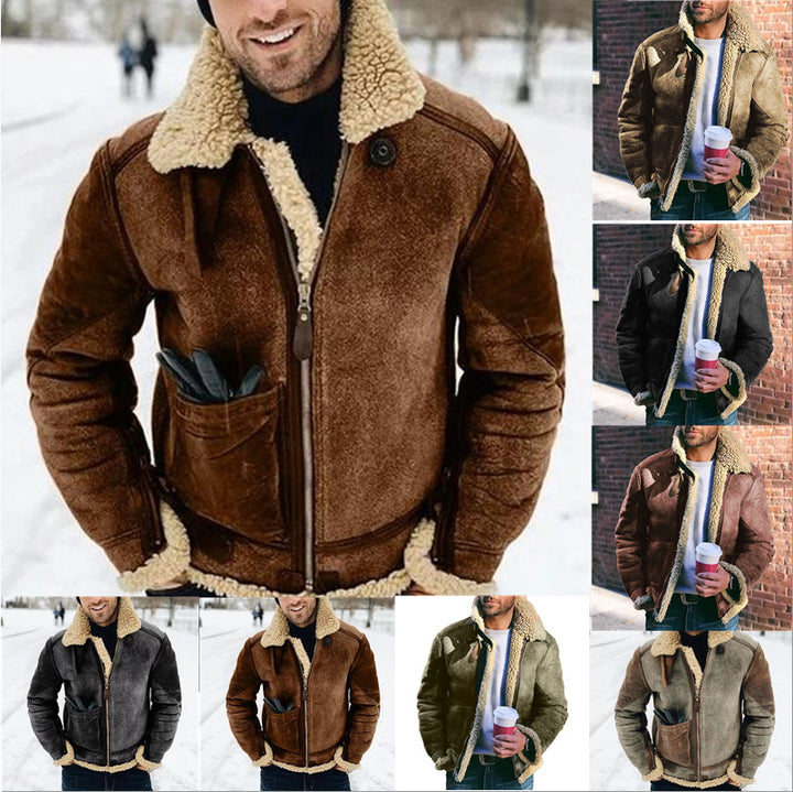 Men's leather jacket with warm lining and practical pockets Lune London