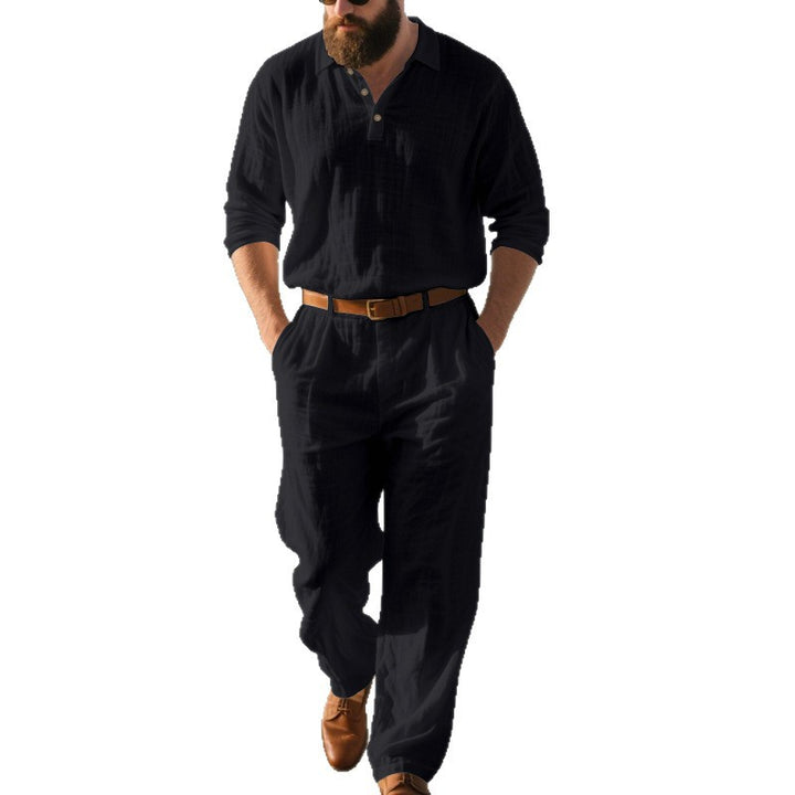 Chic and Stylish Casual Elegant Jumpsuit for Men with Practical Pockets and Stylish Henley Collar