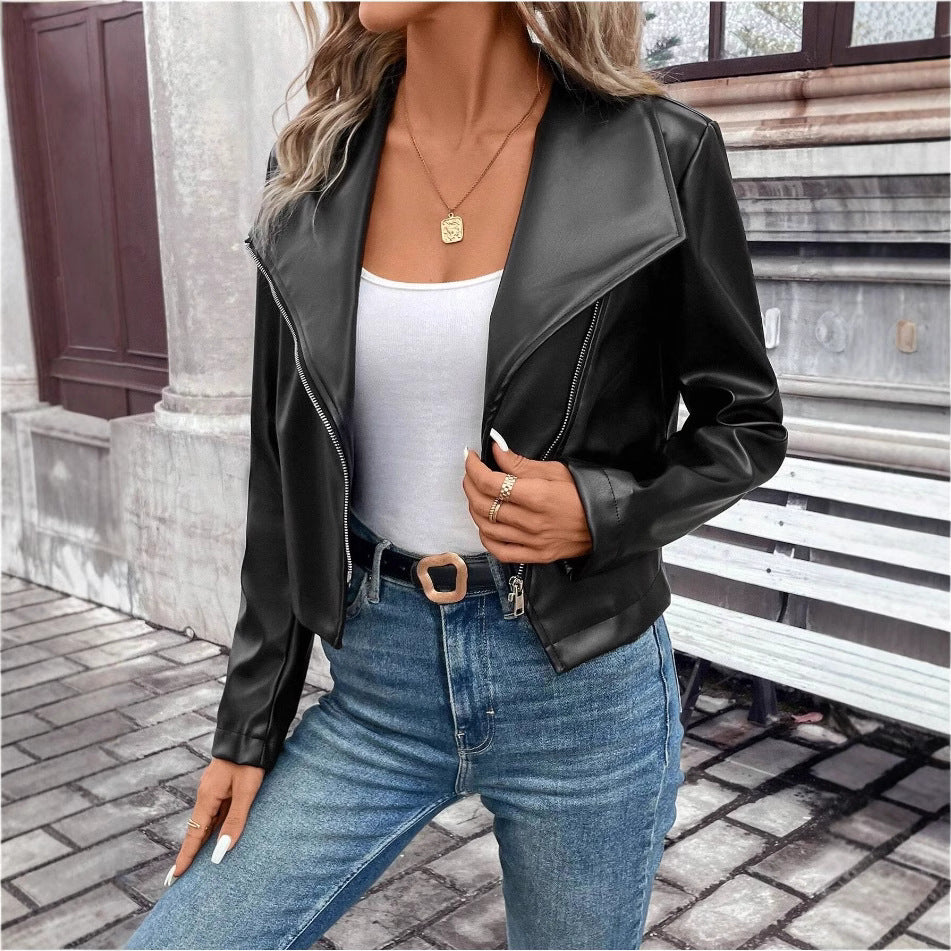 Lune London Women's Biker Jacket with Asymmetrical Zipper