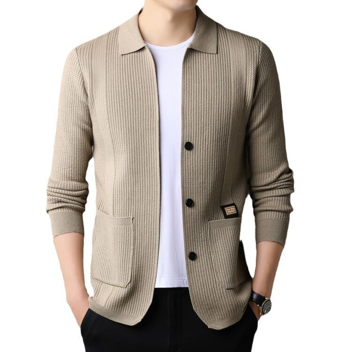 Lune London textured surface casual knit cardigan for men