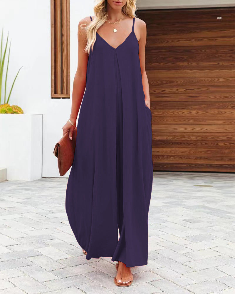 Maxi dress for women with adjustable straps and side pockets Lune London