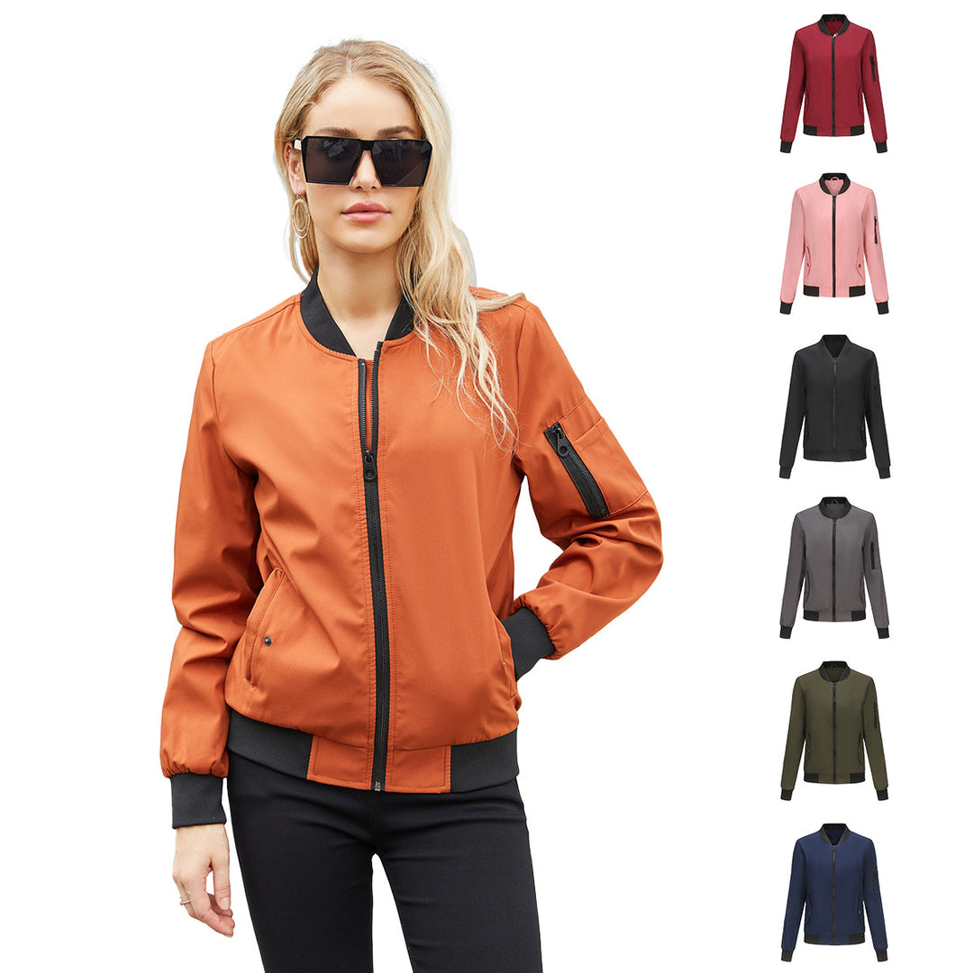 Modest bomber jacket for women with practical zip pockets and a sporty collar Lune London