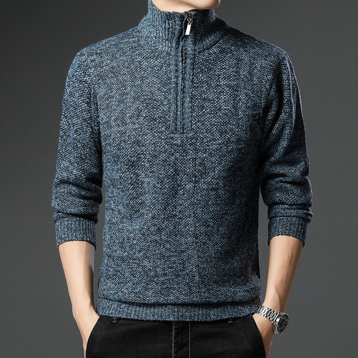 Fashion men's sweater with high zip closure and structured design Lune London