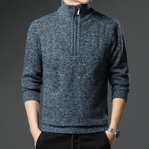 Fashion men's sweater with high zip closure and structured design Lune London