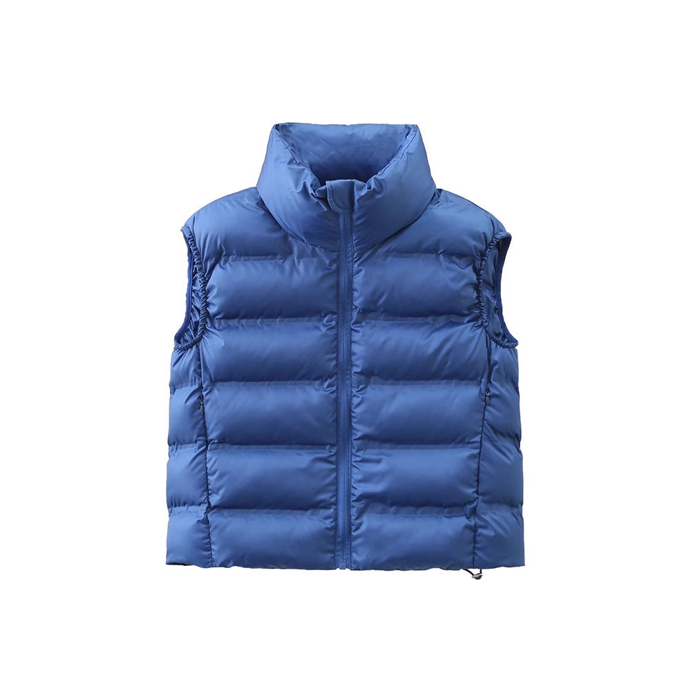 Quilted vest for women with high collar and decorative seams Lune London
