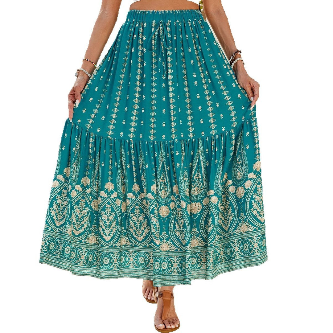 Maxi skirt for women with elastic waistband and opulent print Lune London