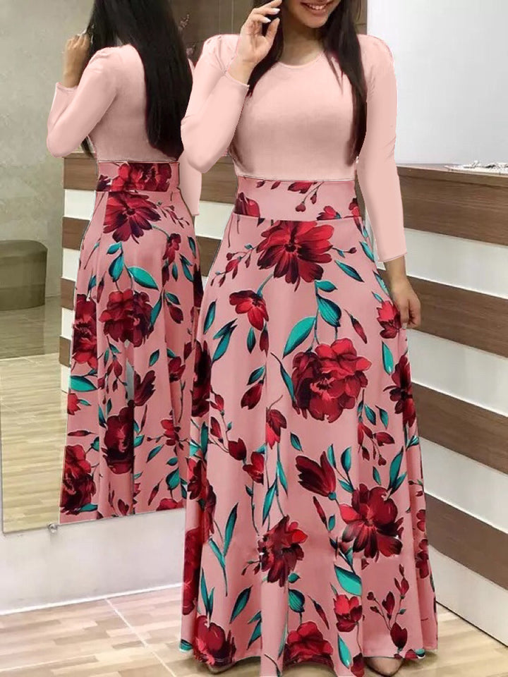 Women's Elegant Maxi Dress with Graphic Print and Flexible Waist Lune London