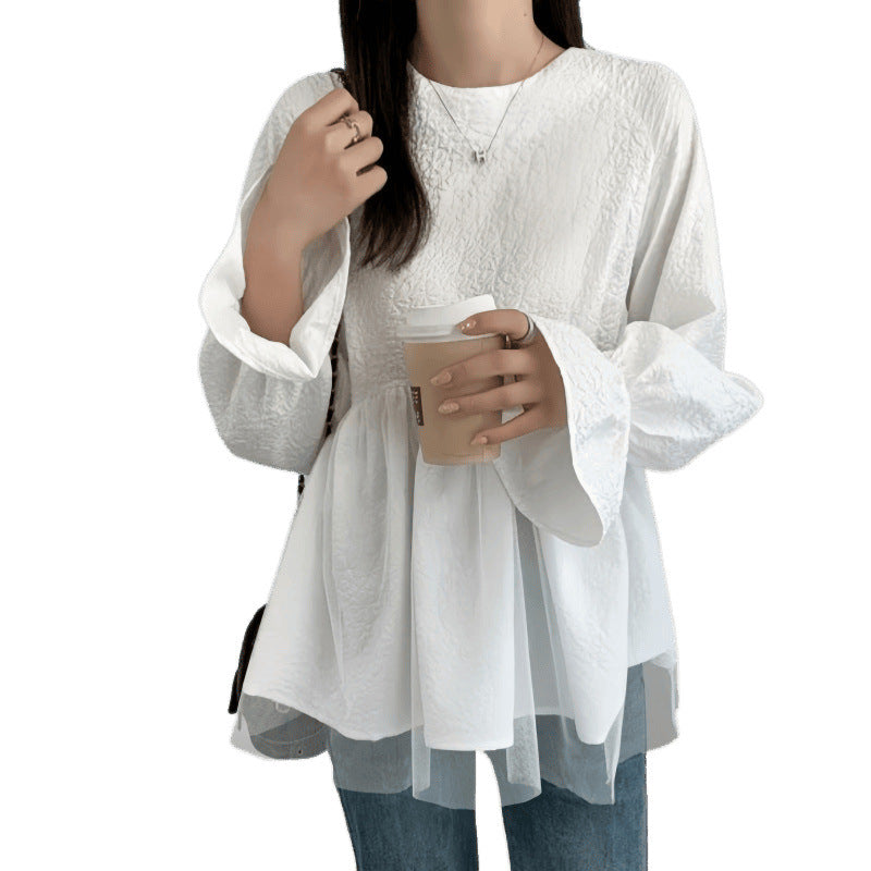 Women Peplum Blouse with Flared Sleeves Lune London