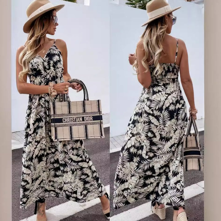 Lune London Tropical Print A-Line Maxi Dress for Women