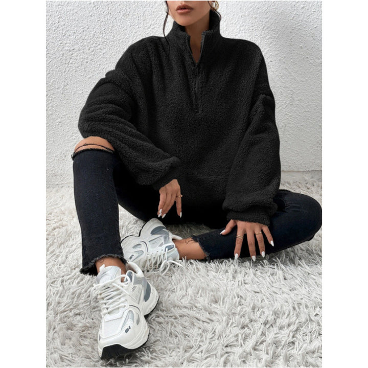 Ladies Soft Sweater and Teddy with half-zip and kangaroo pocket Lune London