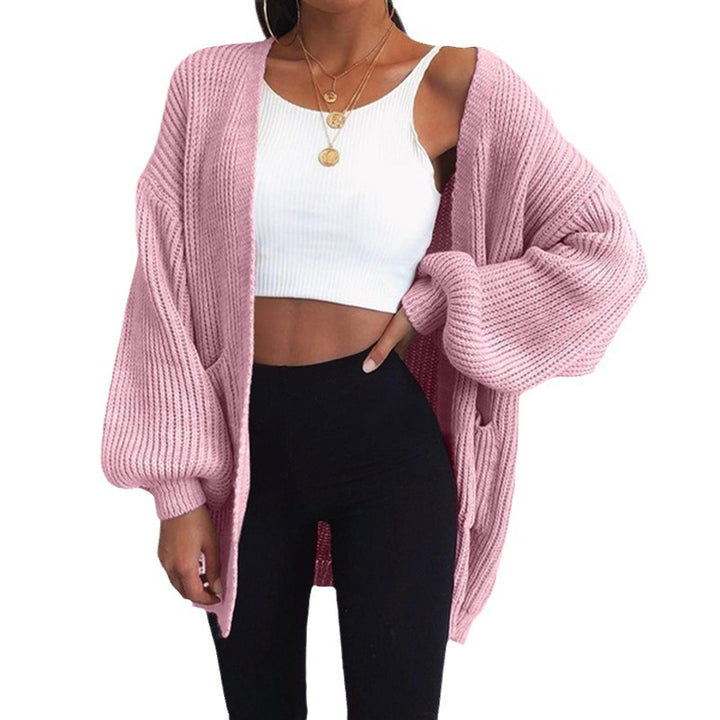 Casual thick knit cardigan for women with voluminous sleeves Lune London