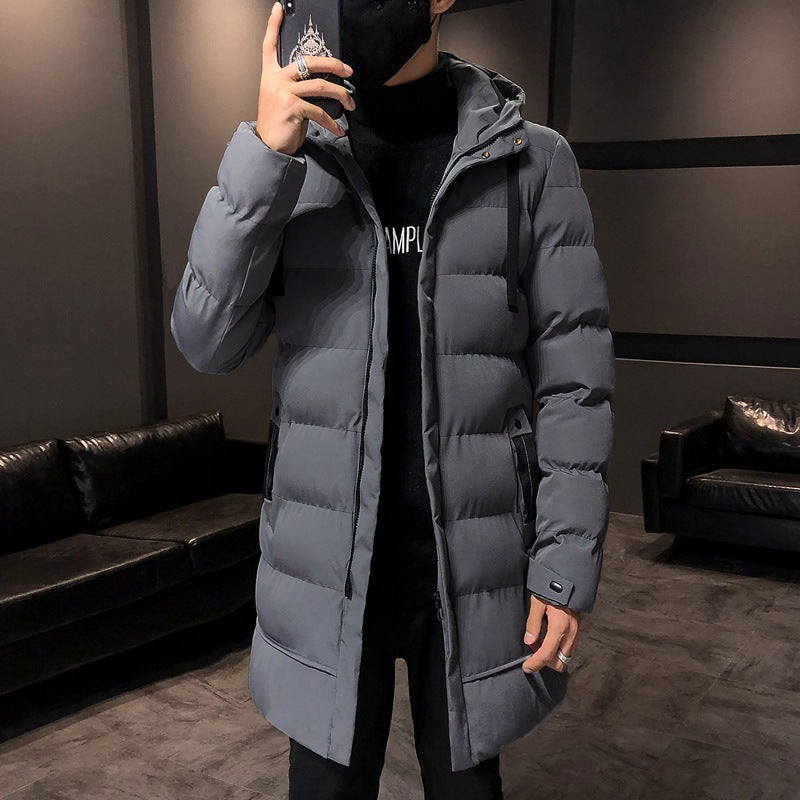 Long insulated puffer jacket for men with hood Lune London