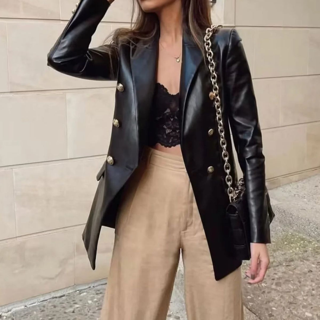 Veste blazer élégante en simili cuir pour femmes Lune London