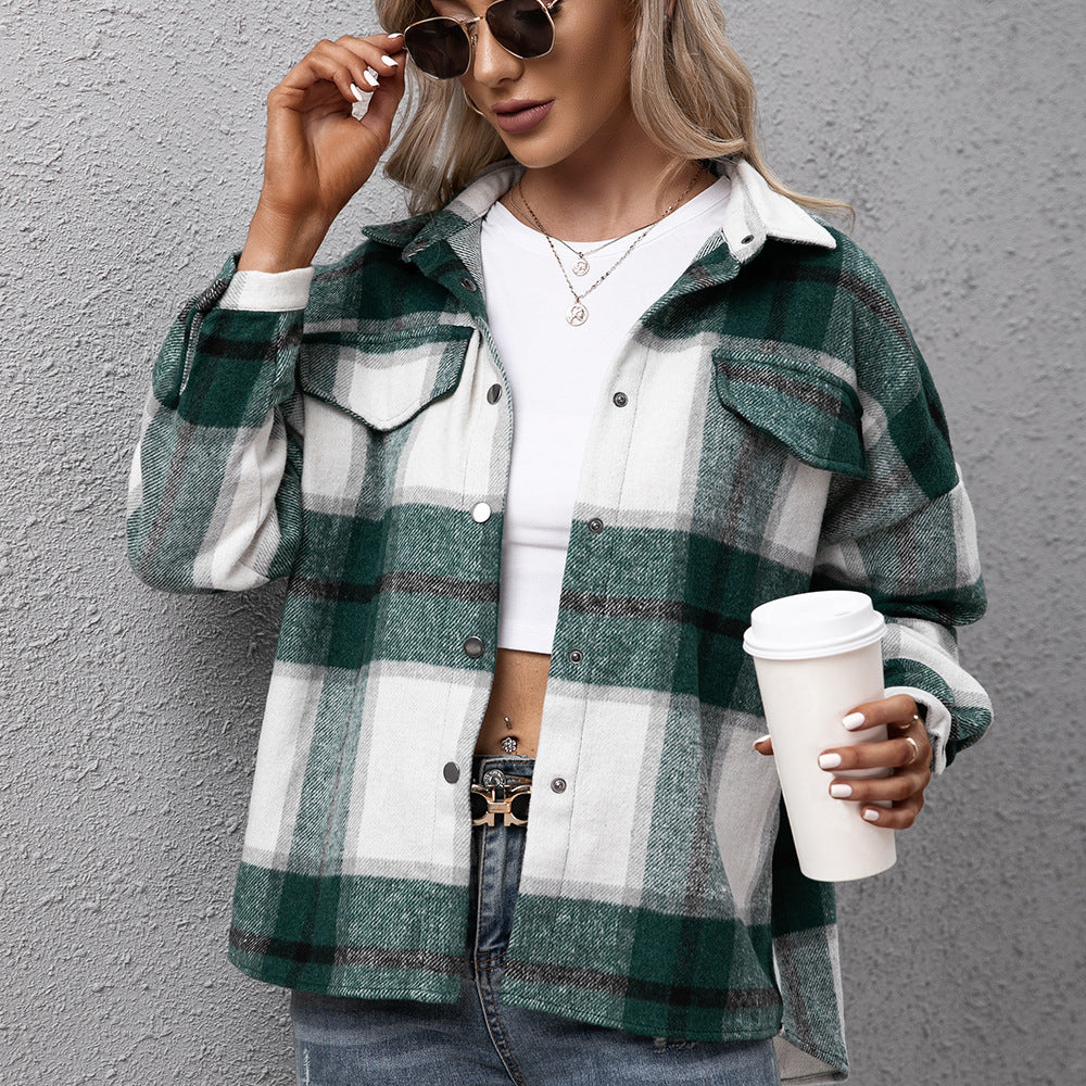 Plaid overshirt for women casual fit Lune London
