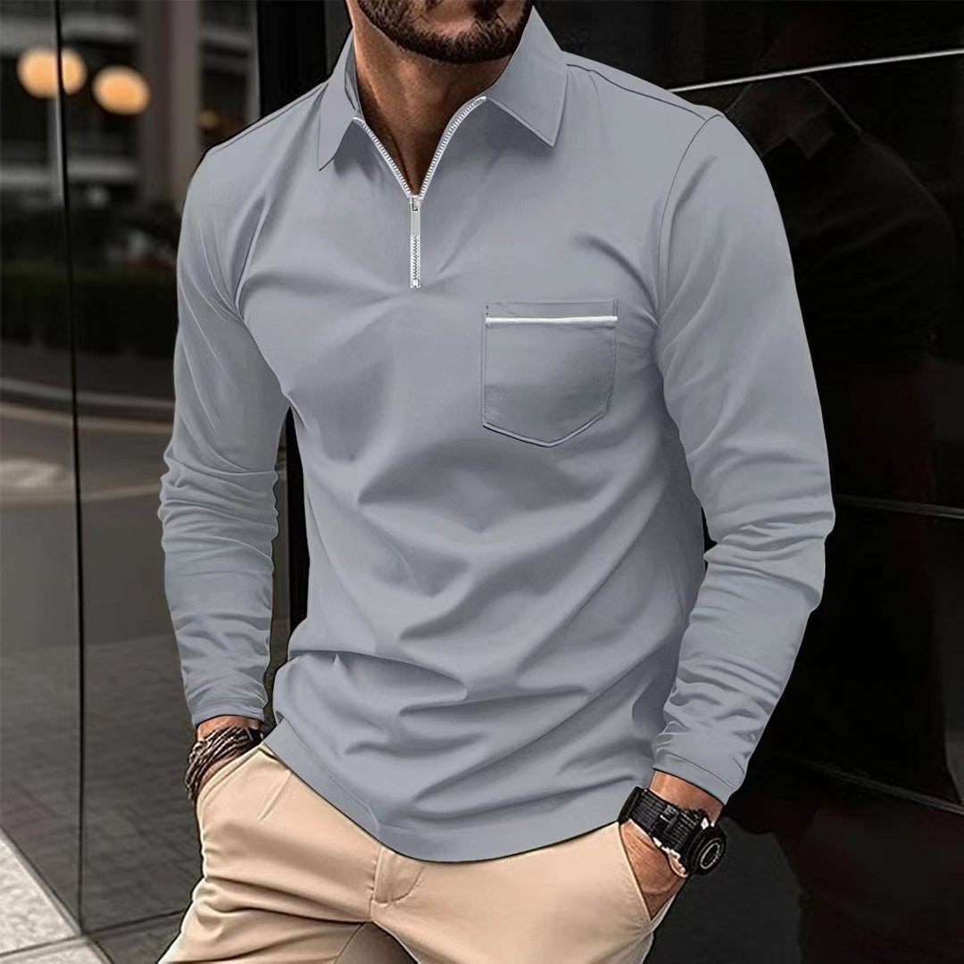 Men's long sleeve shirt with zipper and chest pocket Lune London