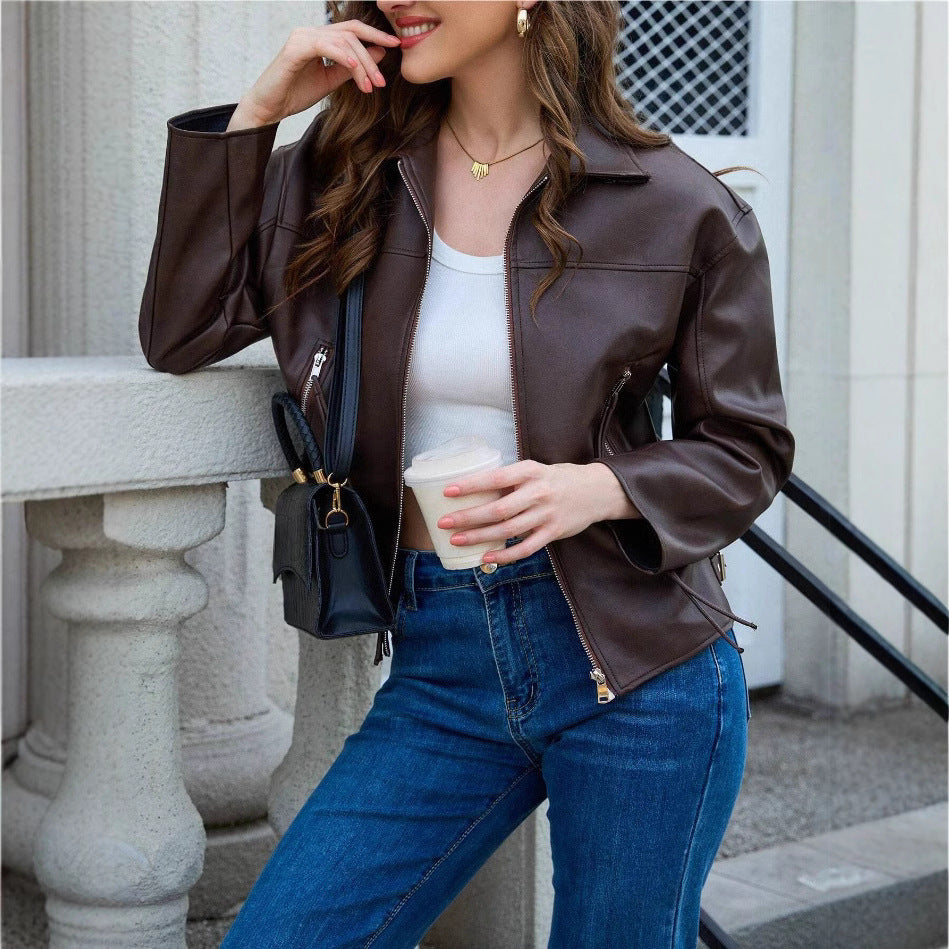 Trendy faux leather jacket for women with a relaxed fit Lune London