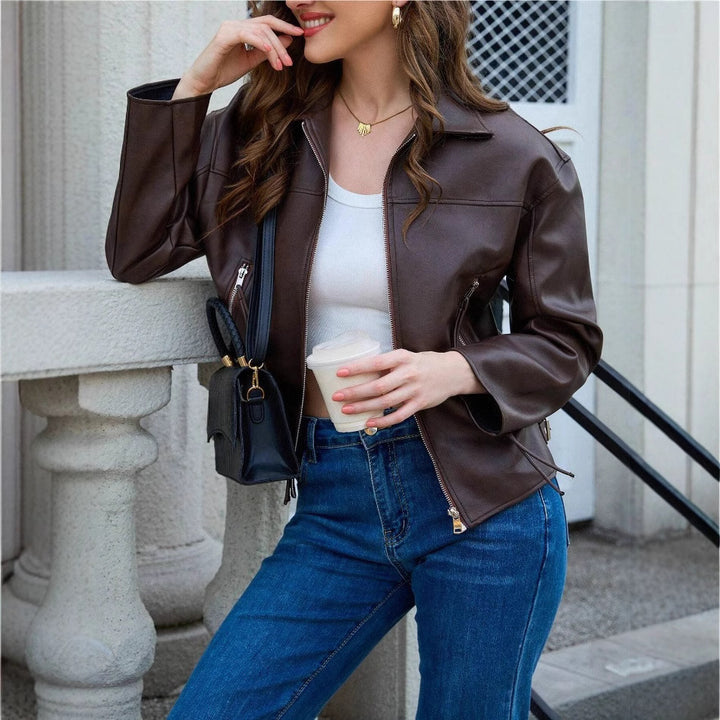 Trendy faux leather jacket for women with a relaxed fit Lune London