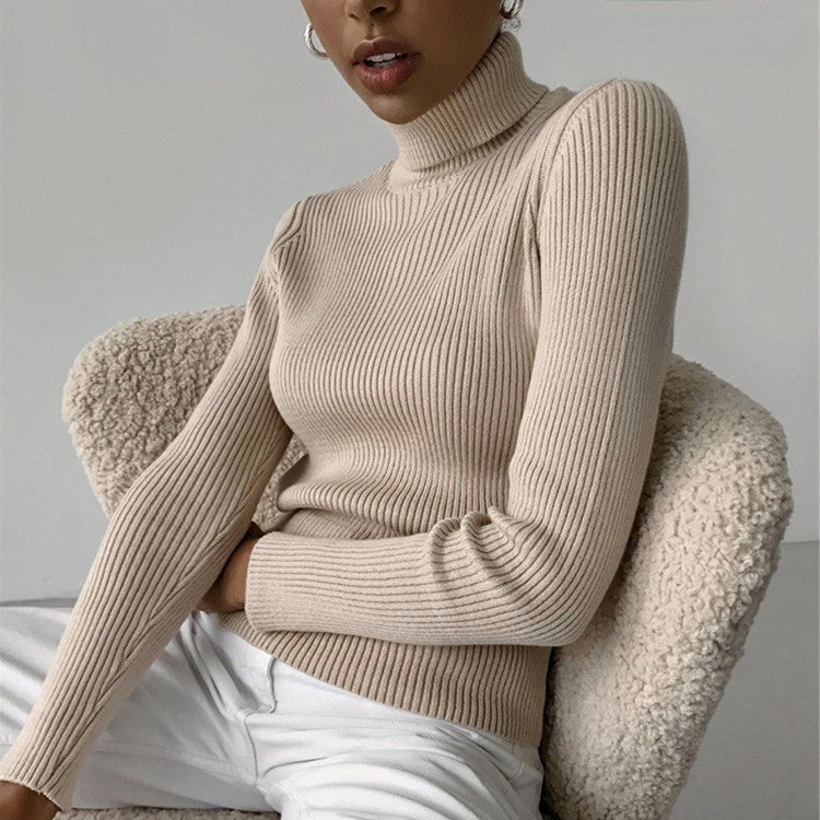 Lune London Women's Ribbed Knit Turtleneck Sweater