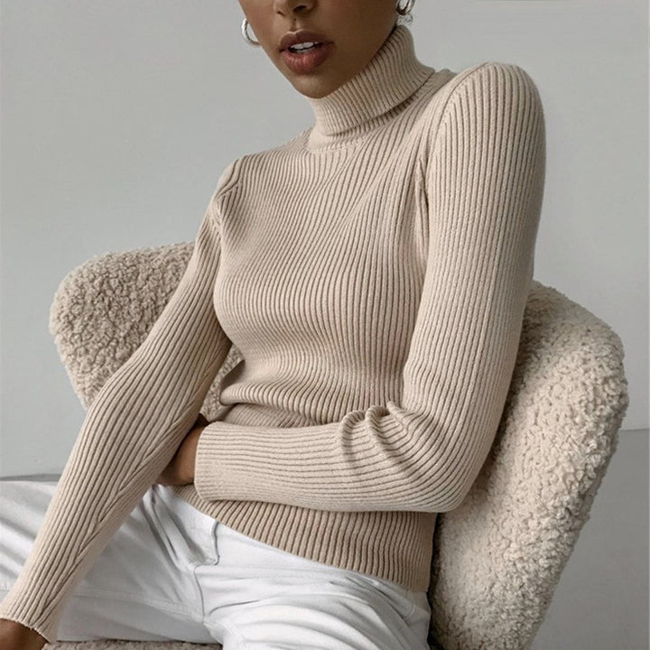 Lune London Women's Ribbed Knit Turtleneck Sweater