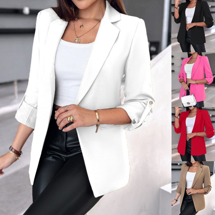 Trendy women's blazer with rolled-up sleeves and practical pockets Lune London
