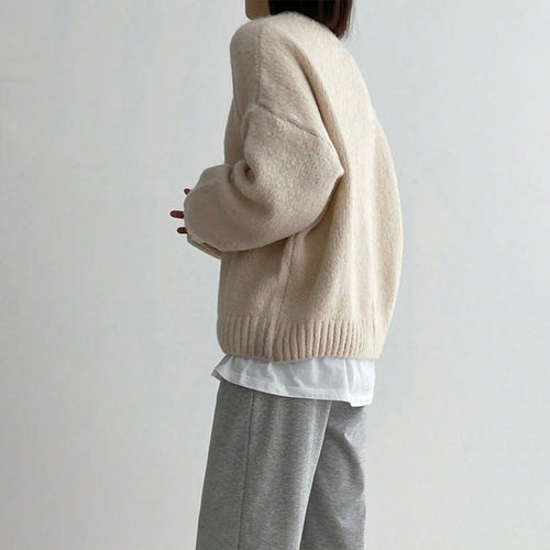 Lune London | Sweater - Women's Autumn Oversized Round Neck Knit Sweater