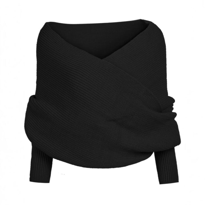 Knitted jacket for women with wrap design and long sleeves Lune London