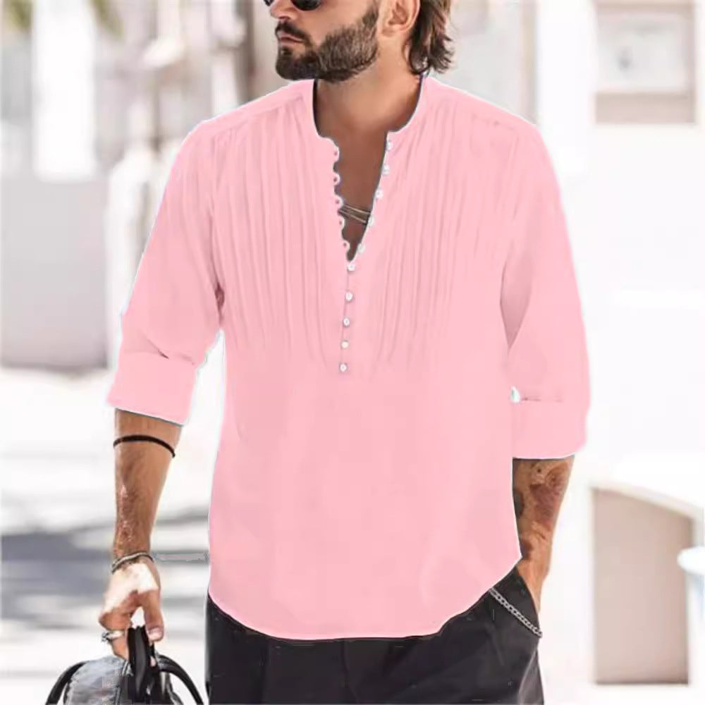 Man Elegant Buttoned Pleated Shirt Lune London