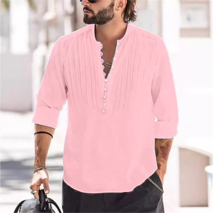 Man Elegant Buttoned Pleated Shirt Lune London