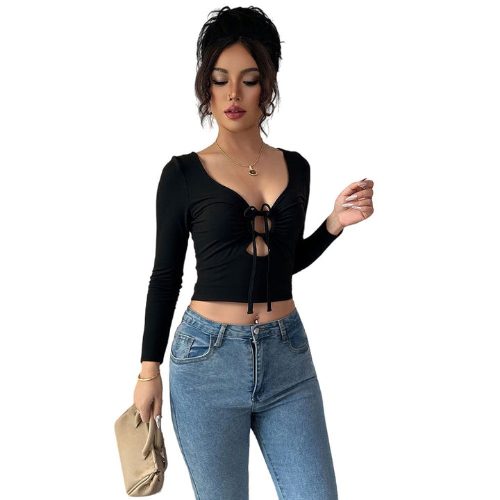 Haut court femme avec nœud décoratif et manches longues Chic & Stil