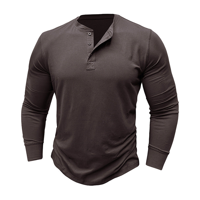 Men's long sleeve Henley shirt with stylish buttons and a high quality cotton blend Lune London