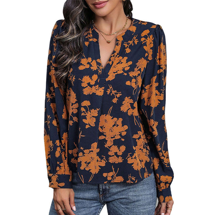 Shirt for women with floral pattern and elegant puff sleeves Lune London