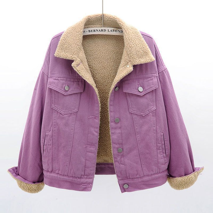 Women's denim jacket with warm inner lining and practical chest pockets Lune London