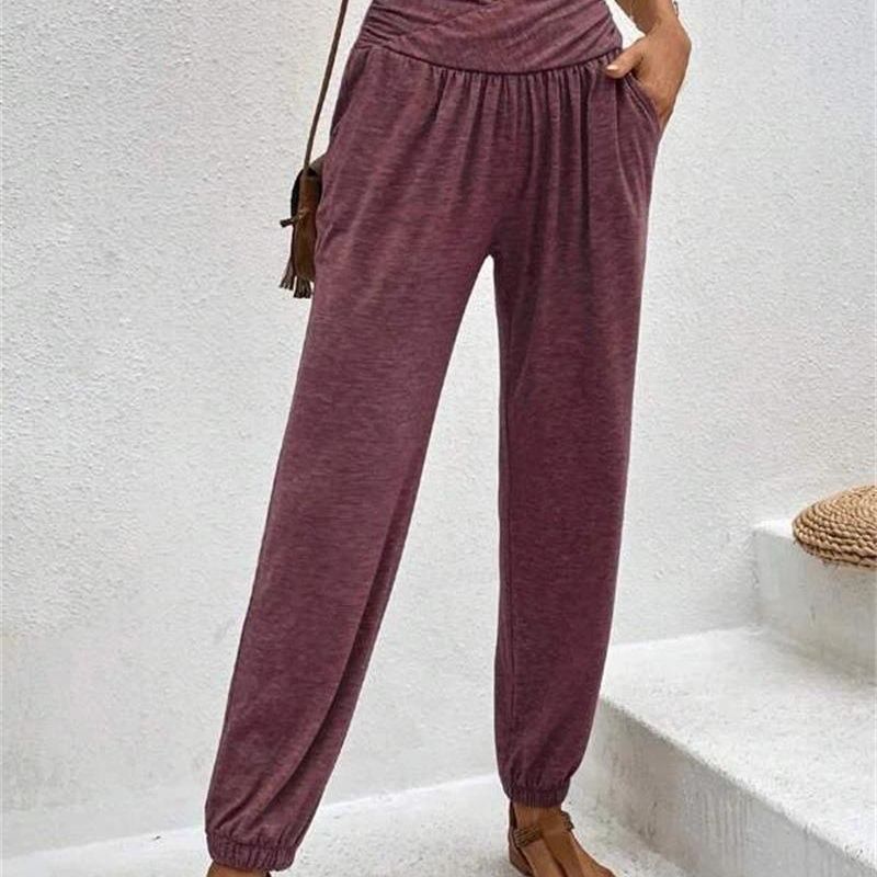 Ladies Comfortable Harem Pants with Elastic Waistband and Side Pockets Lune London